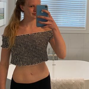 Off the shoulder plaid crop top